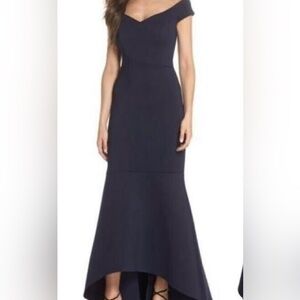 Eliza J Women’s Navy Off the Shoulder High/Low Gown Size 8